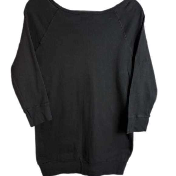 Michael Stars 3/4 Sleeve Raglan Top Tee NWT Boat Neck Cuffed Hem OS Black - Picture 2 of 3